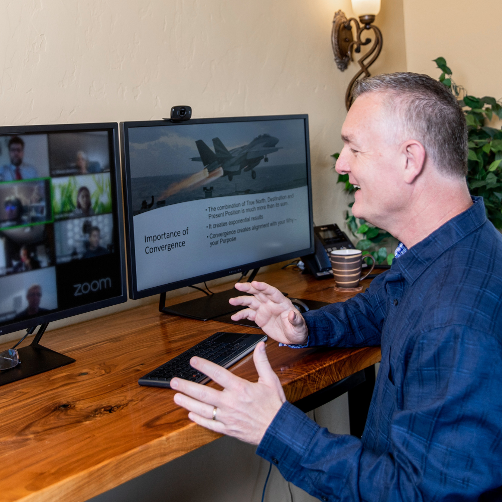 John Ramstead leading a virtual training session from his desk